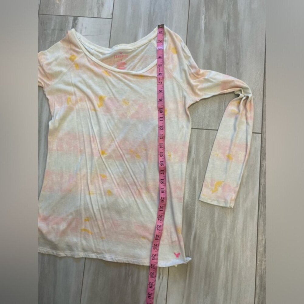 American Eagle Pastel Tie-dye White Lightweight Long Sleeved T-Shirt, Medium - Picture 2 of 8
